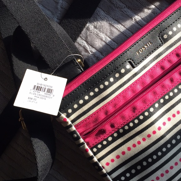 Fossil Eliza Crossbody Pink Dots Bag/New - Picture 6 of 6